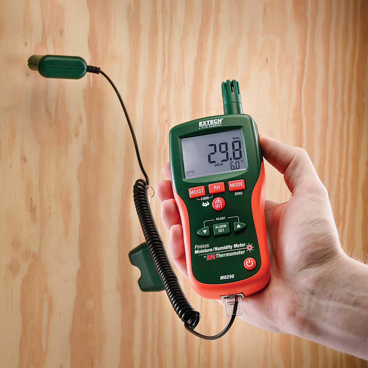 EXTECH MO290 – Pinless Moisture Psychrometer + IR