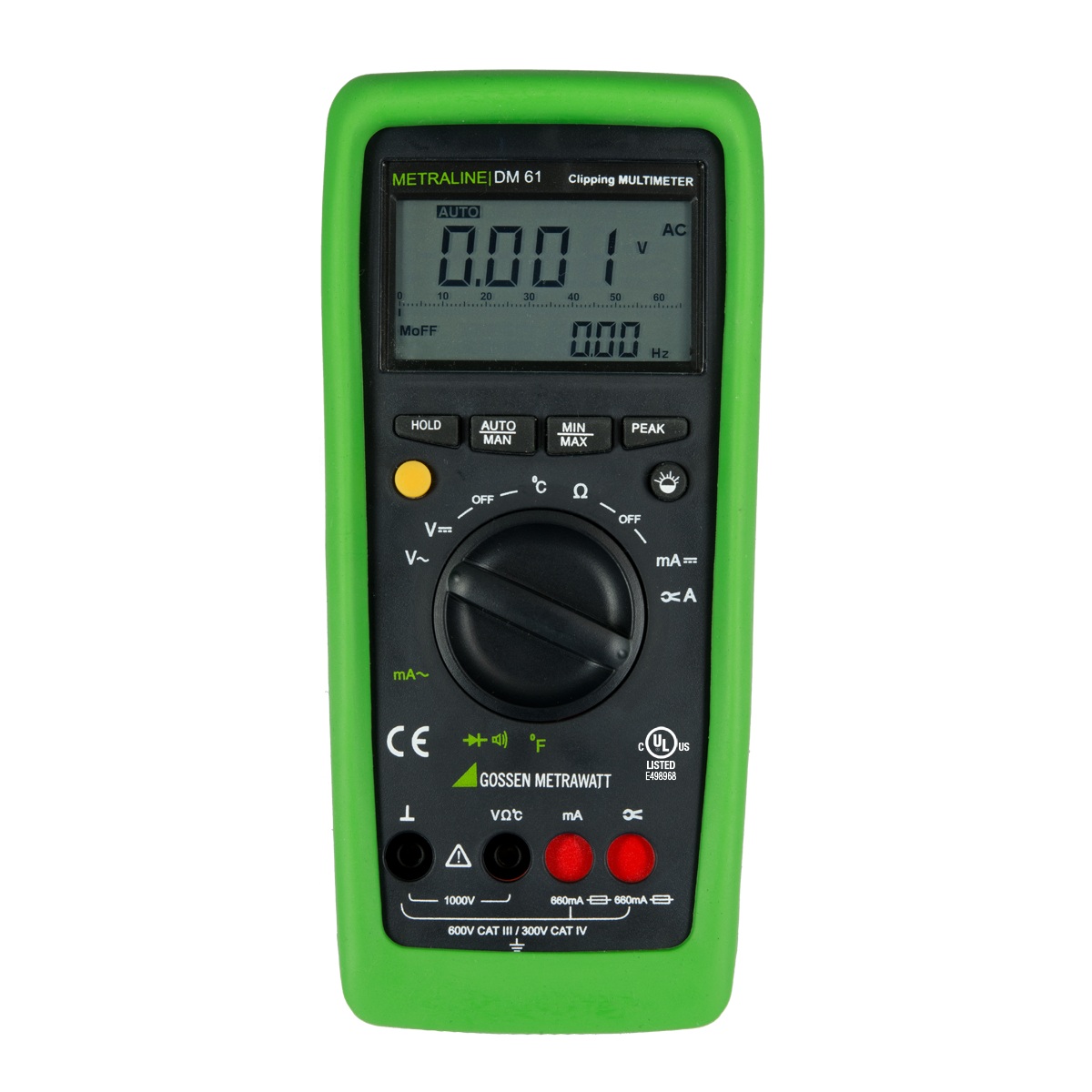 Gossen Metrawatt Metraline DM61 multimeter, stapeldiagram, tempmätning