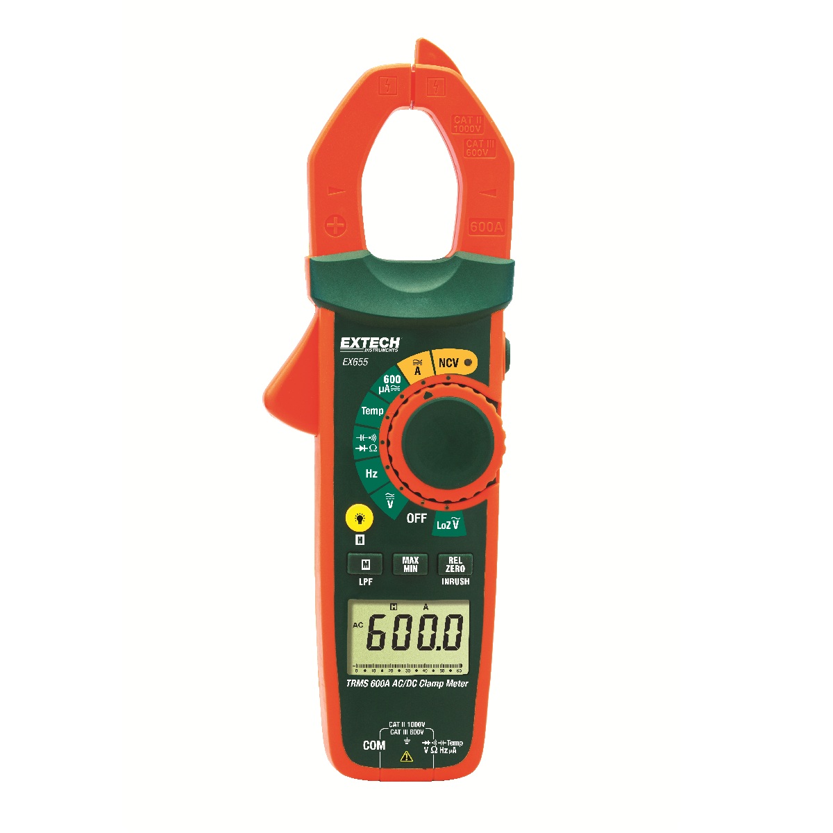 EXTECH EX655 - 600A True RMS AC/DC Clamp Meter + NCV