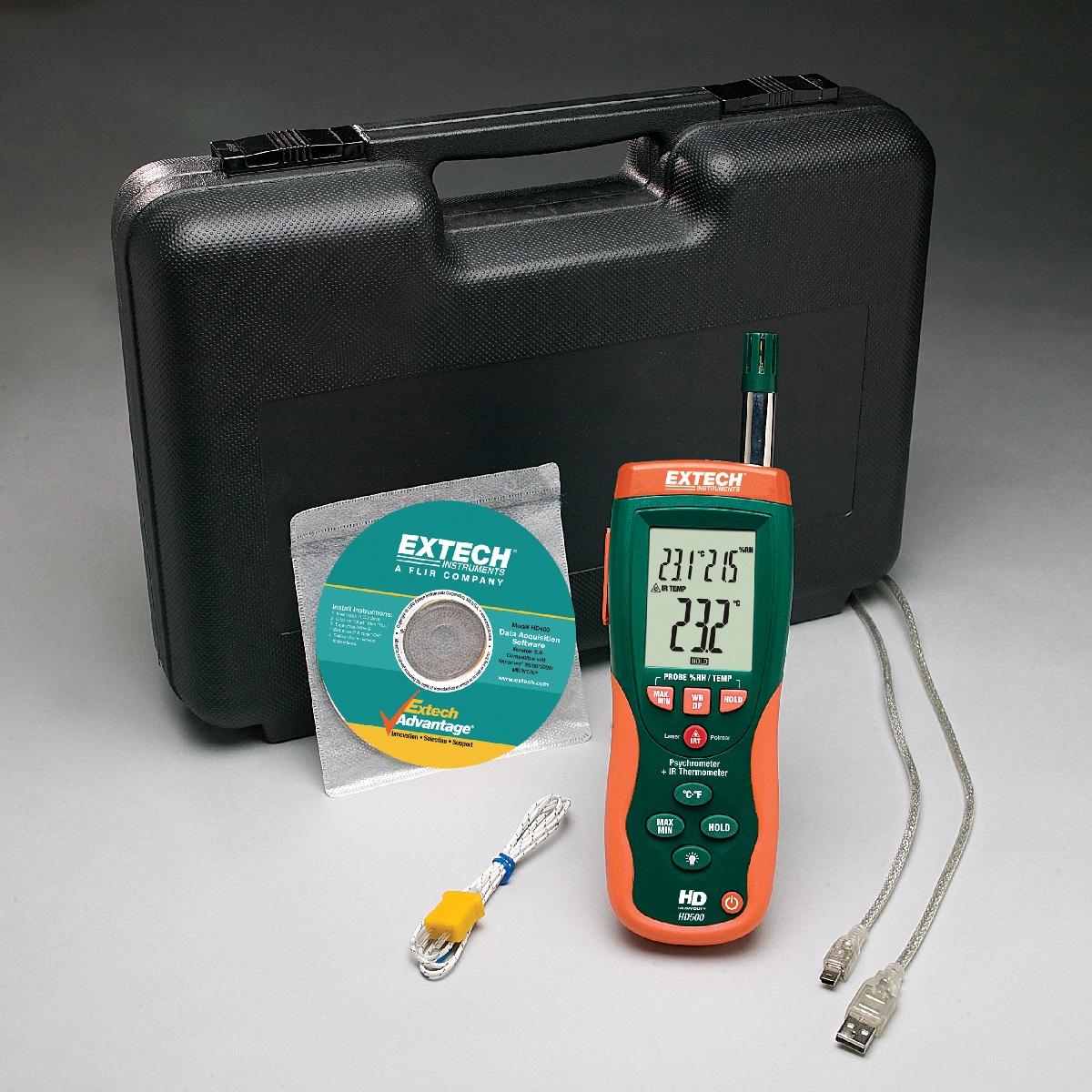 EXTECH HD500 - Psychrometer med infraröd termometer