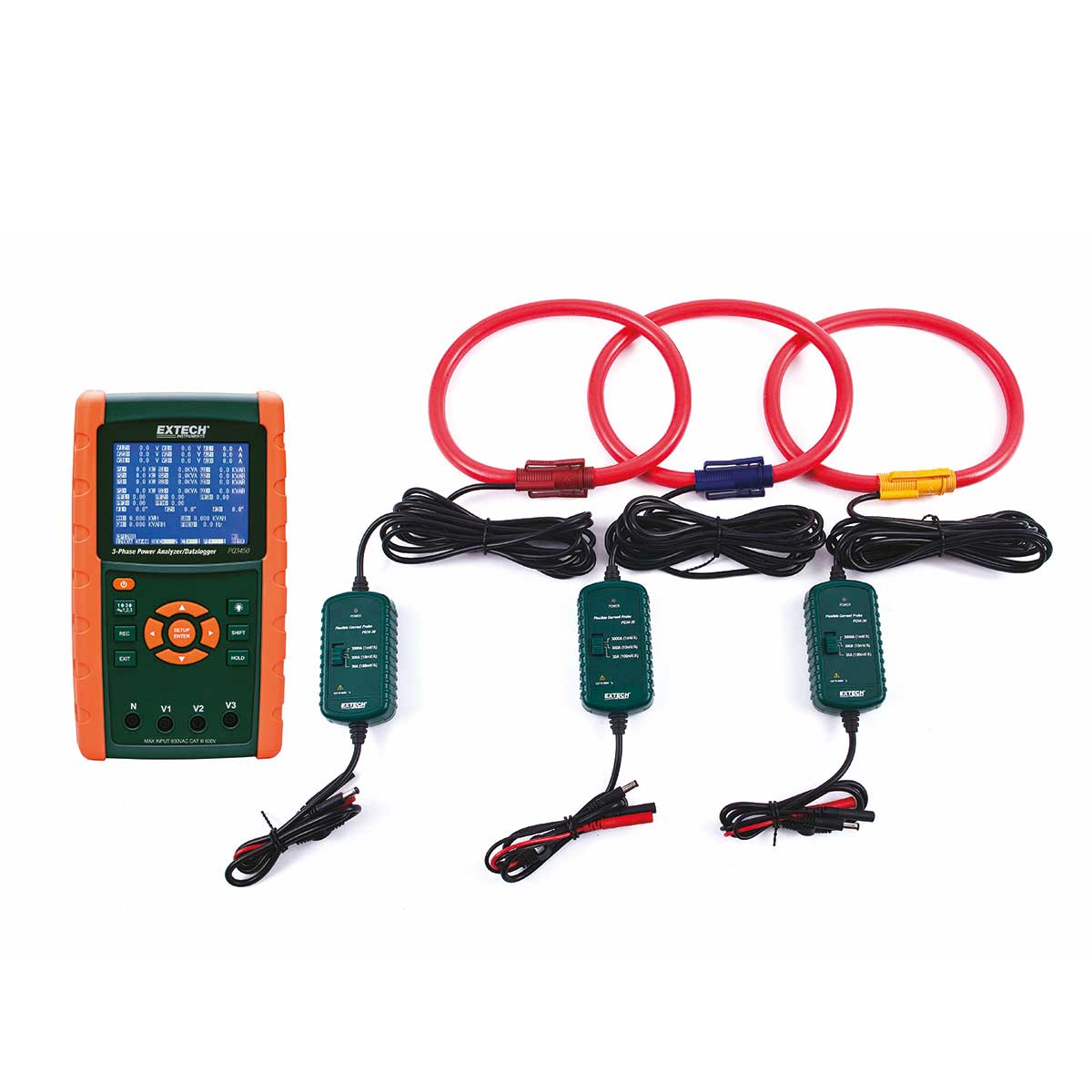 Extech PQ3450-30 3-fas elkvalitetsanalysator, datalogger – Kit 3000 A