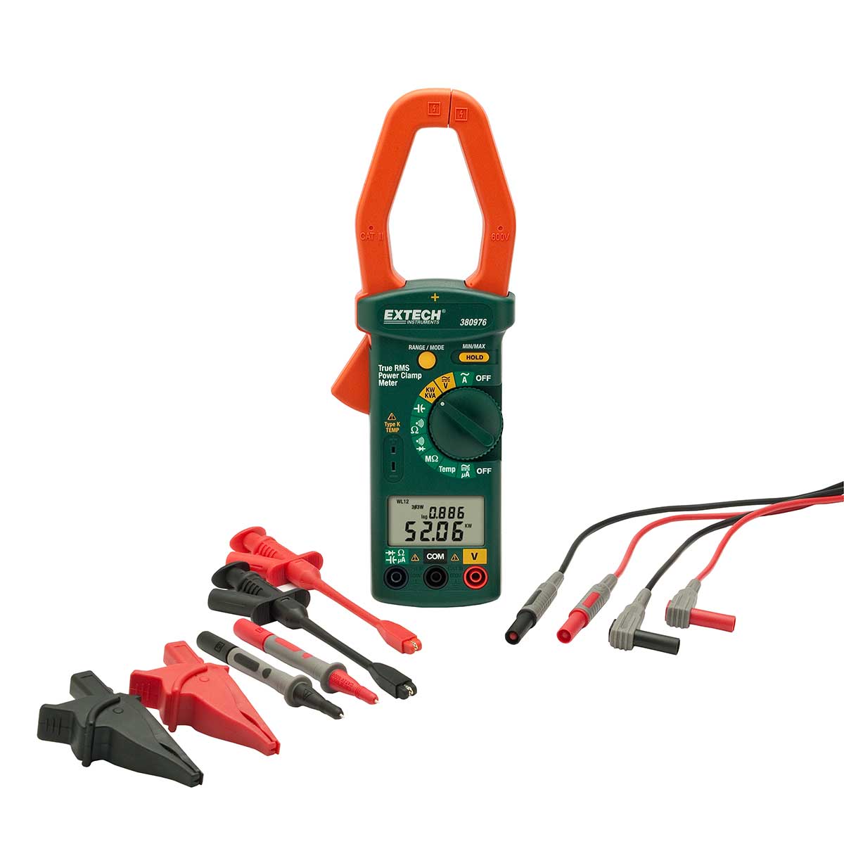 Extech 380976-K effekttång för 1/3-fas, True RMS, 1000A, paket