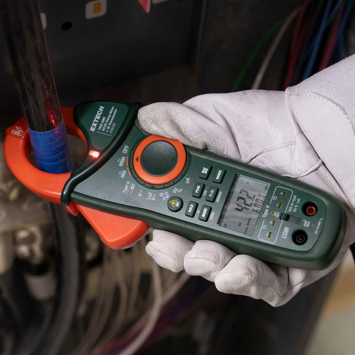 Extech EX623A True RMS-strömtång med IR-termometer, 2 typ K-ingångar
