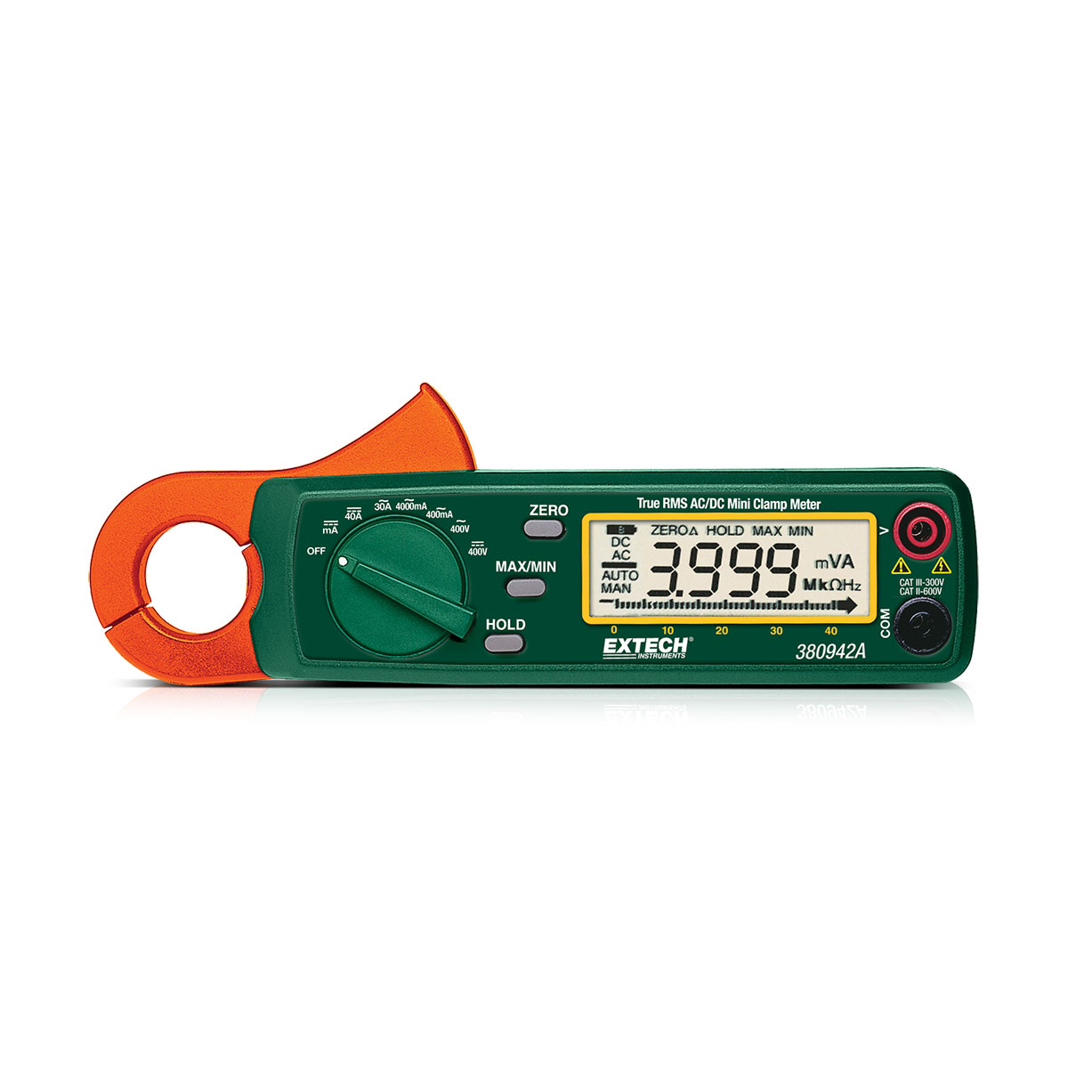 Extech 380942 True RMS AC/DC mini-strömtång för låga strömmar, 0,1 mA